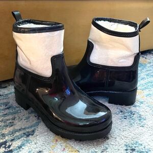 Charter Club Trudy Black Fleece Plastic Rain Boots Sz 8